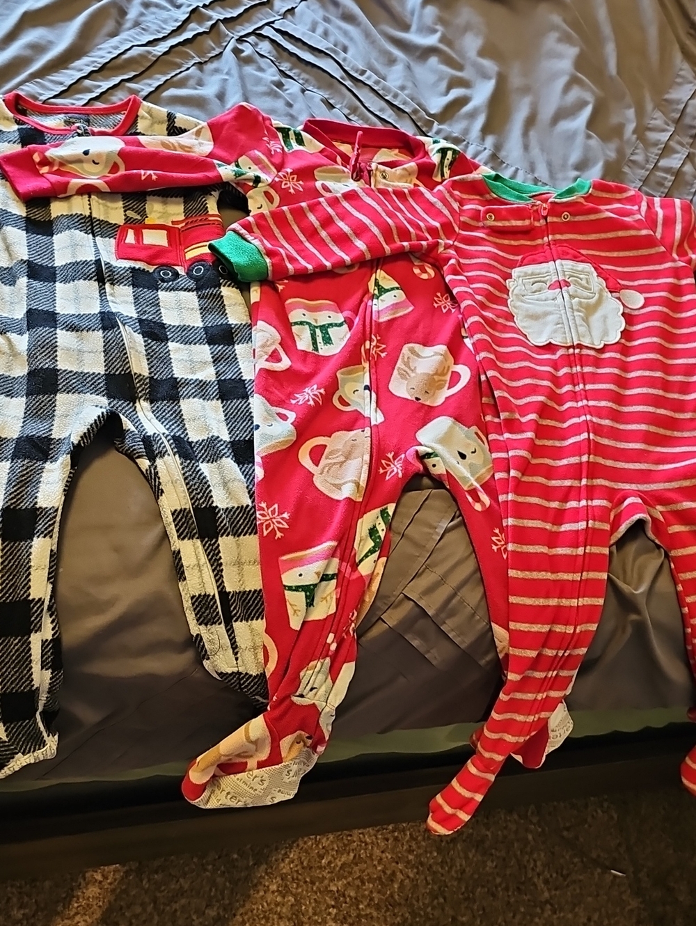 Carter's Red & Black Holiday One-Piece Footies Set
